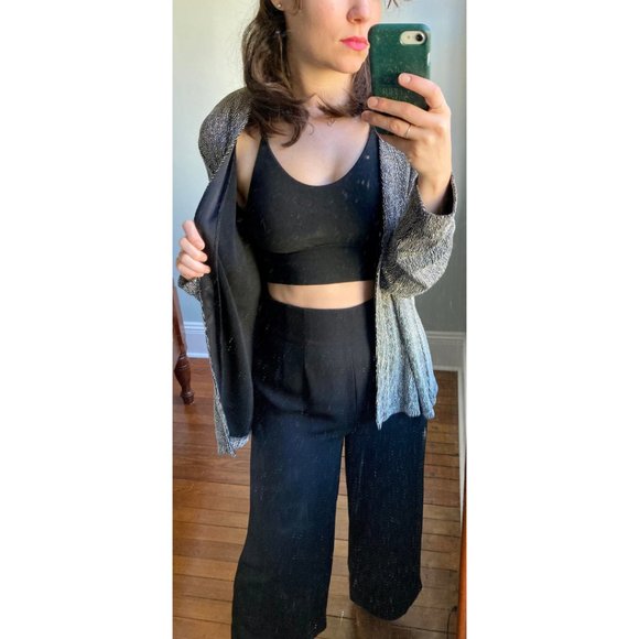 Vintage Y2K Sequin Silver New Years Formal Fancy Event Cardigan Blazer Jacket XL - Picture 5 of 10